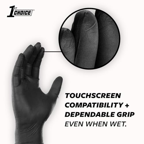 1st Choice Black Nitrile Gloves Disposable Latex-Free 5 Mil Textured for Cooking, Cleaning, Food Prep, Large, Box of 100 - Image 4