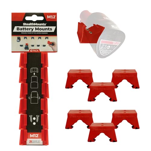 StealthMounts M12 Battery Holder 6 Pack - ABS Plastic Milwaukee Battery Storage, Wall Mount, UK Made - Image 5