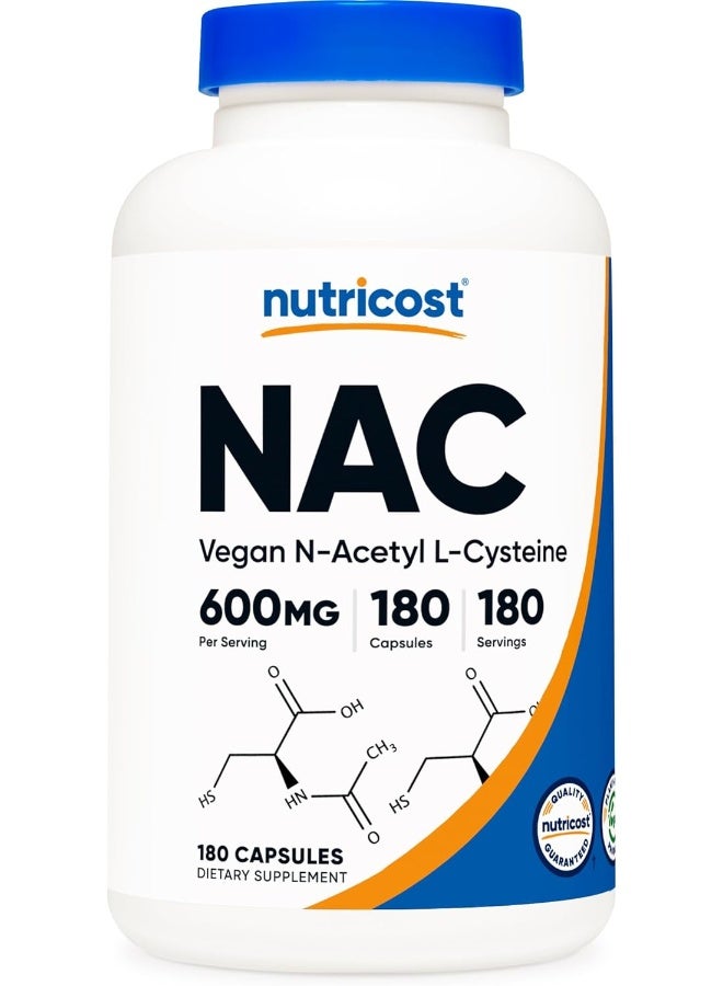 Nutricost N-Acetyl L-Cysteine (NAC) 600mg; 180 Capsules - Image 1