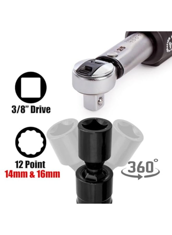 Generic 2Pcs 14mm & 16mm Magnetic Spark Plug Socket Set, 12-Point Universal Joint Spark Plug Wrench 3/8 Inch Drive Thin Wall Swivel Spark Plug Socket Removal Tool  - Image 4