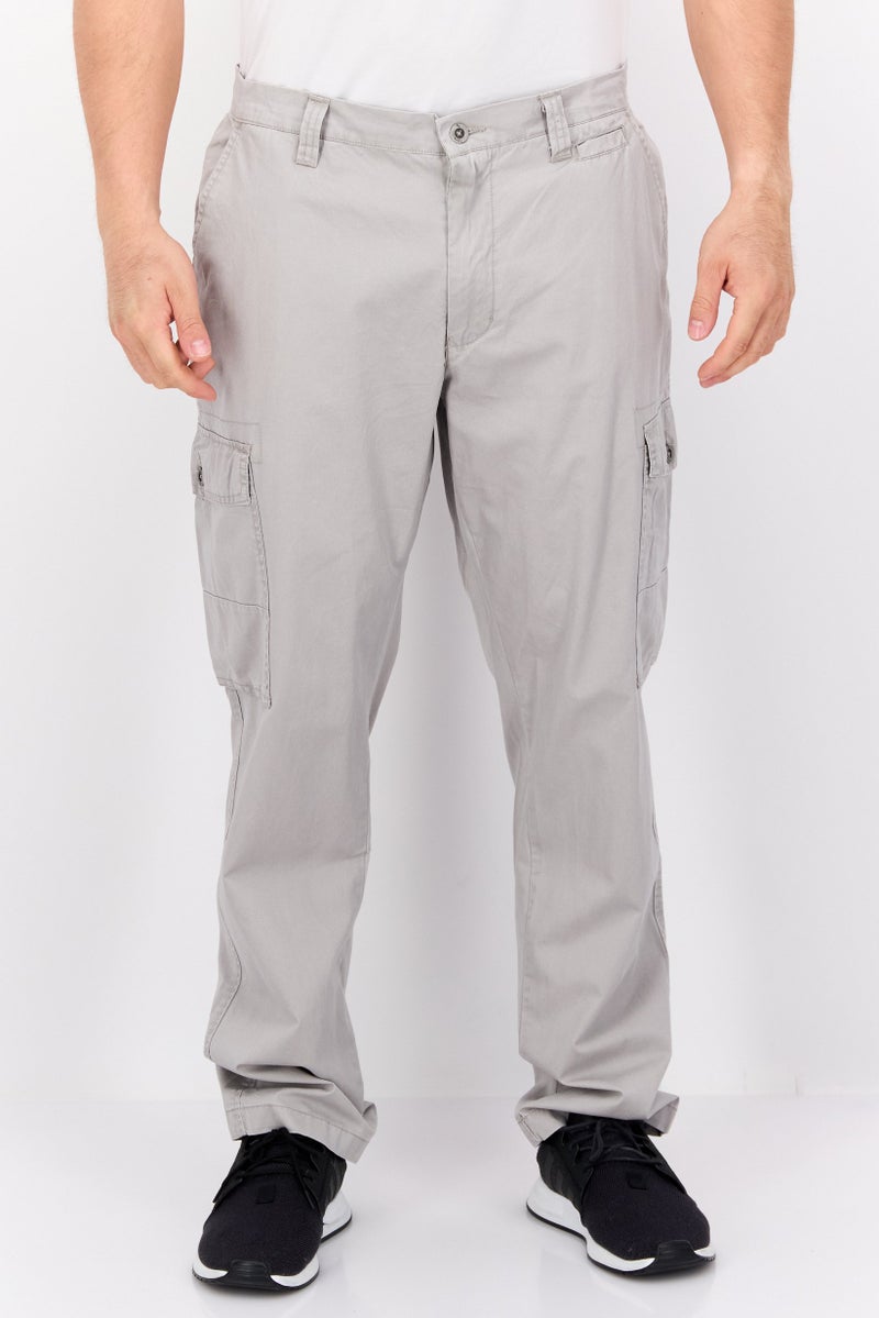 Paperbacks Men Regular Fit Plain Cargo Pants, Grey - Image 1