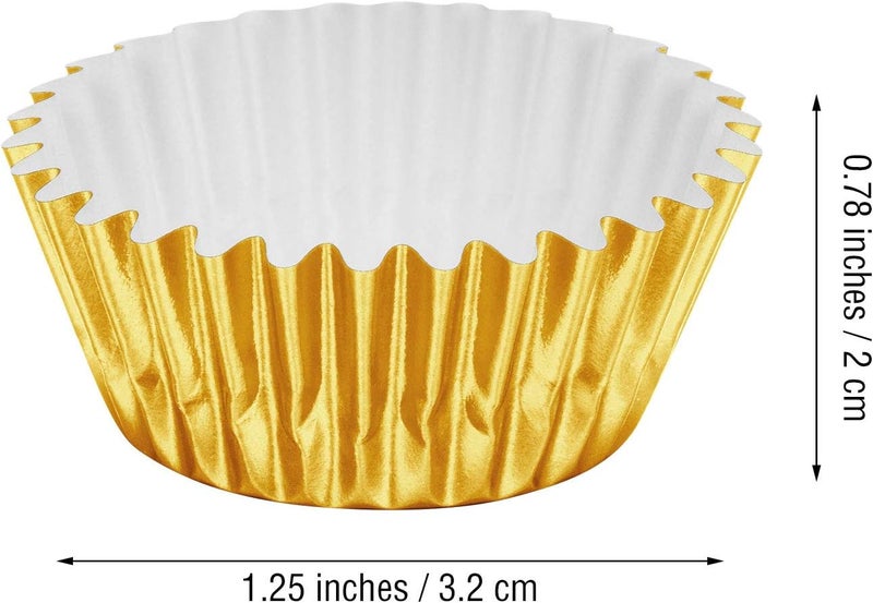 Sumind 400 قطعة من بطانات الكعك الصغيرة، أكواب خبز من الفويل، بطانات كعك معدنية ملونة لخبز العطلات، مافن وكعك (ذهبي) - Image 2