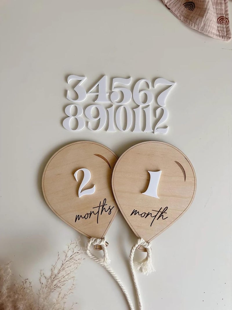 Haoser Air Balloon Wooden Baby Milestone | Boho Baby Milestone | Props for Babies Photo| Monthly Prop Marker Babies Growth | Props for Photoshoot| - Image 1