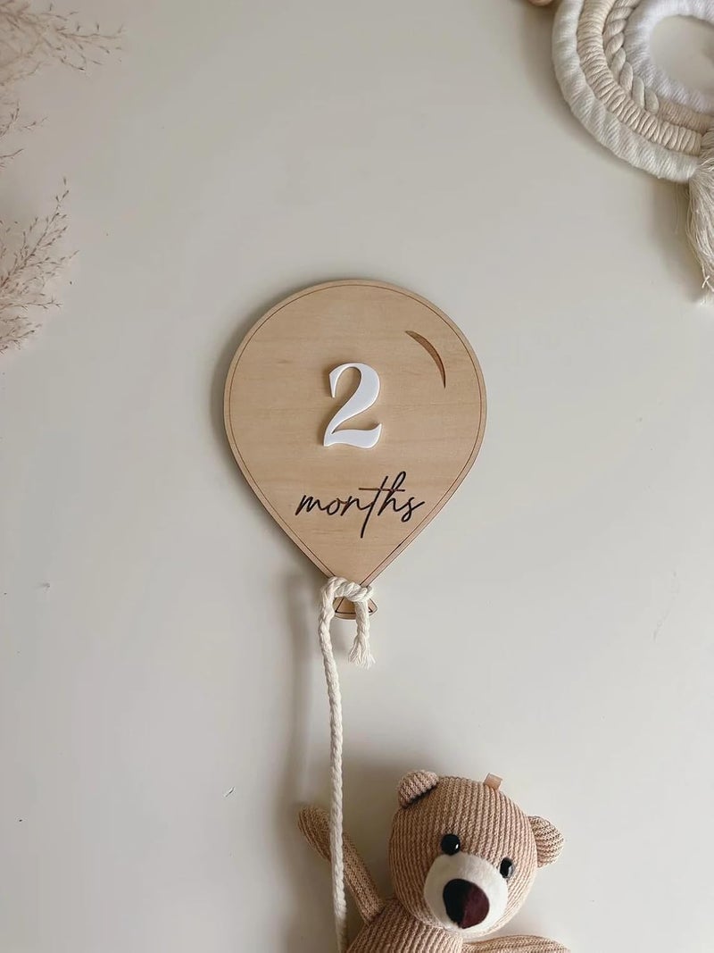 Haoser Air Balloon Wooden Baby Milestone | Boho Baby Milestone | Props for Babies Photo| Monthly Prop Marker Babies Growth | Props for Photoshoot| - Image 3
