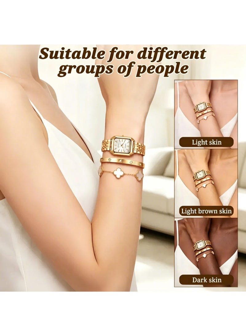 XIMILI Women Fashion Watch Metal Case Band Luxury Analog Wrist Watch Glittering Quartz Watch and Gold Bracelet Set - Image 5