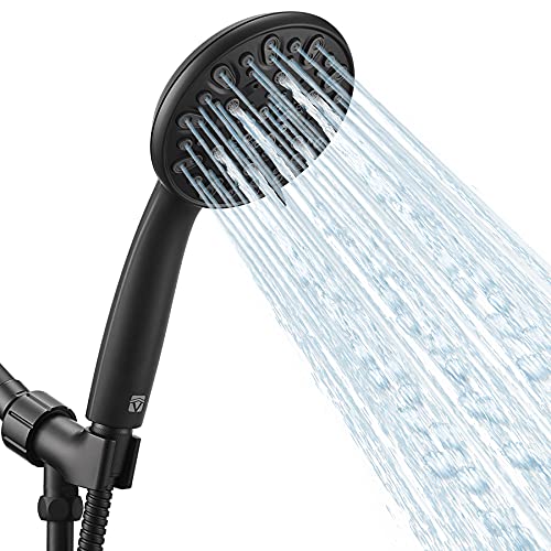 VMASSTONE High Pressure Handheld Shower Head VMASSTONE 7-Spray Setting Showerhead Kit with 59" Stainless Steel Hose and Adjustable Mount for Showering Enjoyment Even at Low Water Flow (HM-002 Matte Black) - Image 1
