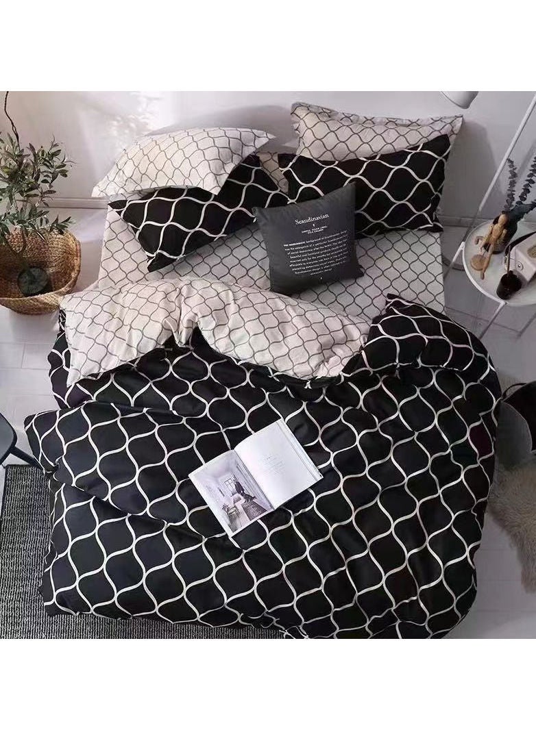 4 Pcs Single Size Bedsheet Set 400 Thread Count Fitted Bed Sheet Set Includes 1 Duvet Cover 160x200 cm 1 Fitted Sheet 120x200+25 cm and 2 Pillowcases 52x80cm