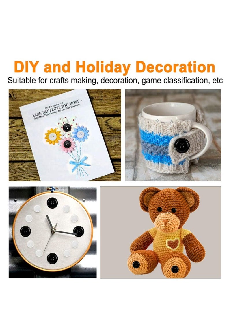 Mixed Sewing Buttons 160Pcs Round Black 4-Hole Craft Buttons 5 Sizes White Resin Button with Separate Compartment Storage Box Suitable for Sewing DIY Craft Projects - Image 5