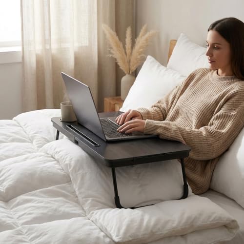 BUYIFY Foldable Laptop Bed Desk for Couch, Sofa - Large Lap Desk Tray Table with Cup Holder and Tablet Slot - Portable Notebook Stand for Eating, Writing, Studying and WFH -NEW-006 - Image 5