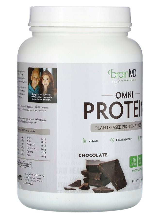 BRAINMD Omni Protein Plant-Based Protein Powder Chocolate 2.38 lbs (1080 g) - Image 2