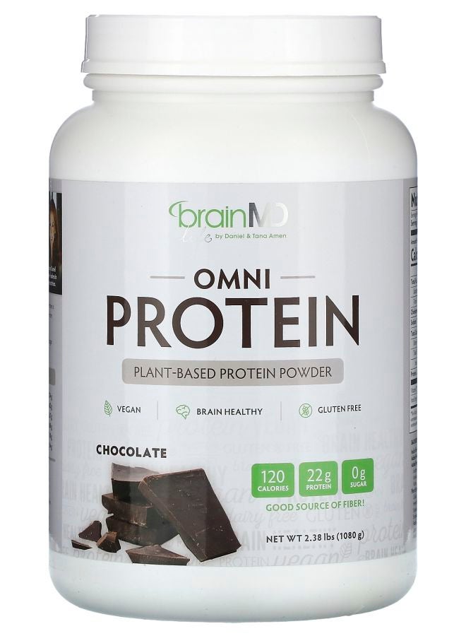 BRAINMD Omni Protein Plant-Based Protein Powder Chocolate 2.38 lbs (1080 g) - Image 1