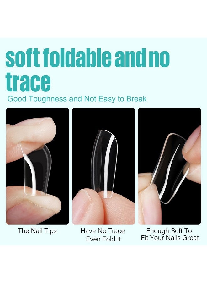 TOMICCA Short Square Gel Nail Tips, 504Pcs Full Cover Clear False Press On Nails, Soft Tips For Nail Extension Diy Nail Salon 12 Sizes - Image 1