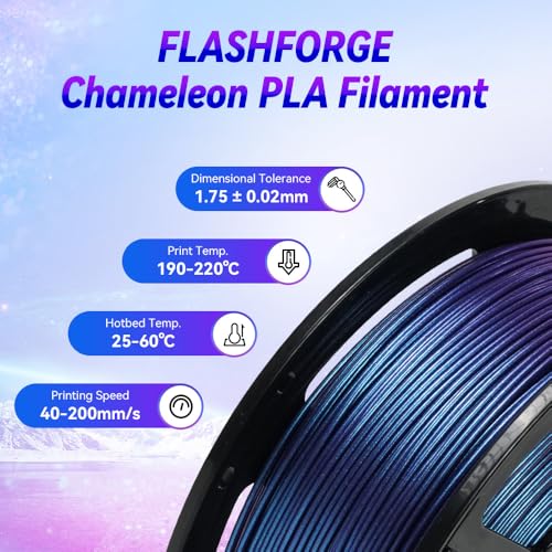 FLASHFORGE 3D Printer Filament Chameleon PLA Color Shift Filament 1.75mm, Changes Color with Light and Angles, 1KG Spool (2.2lbs), Dimensional Accuracy +/- 0.02mm for FDM 3D Printers (Nebula Purple) - Image 4