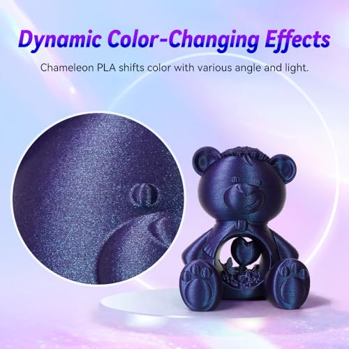 FLASHFORGE 3D Printer Filament Chameleon PLA Color Shift Filament 1.75mm, Changes Color with Light and Angles, 1KG Spool (2.2lbs), Dimensional Accuracy +/- 0.02mm for FDM 3D Printers (Nebula Purple) - Image 3