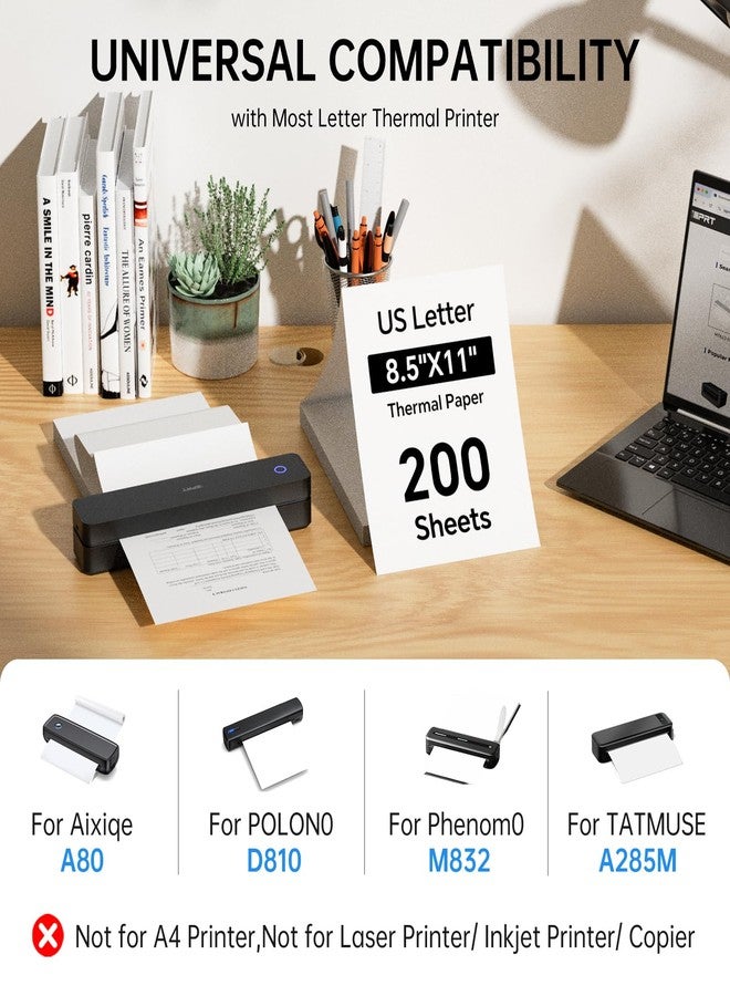 HPRT Thermal Paper 8.5 x 11 200 Sheets Thermal Printer Paper Compatible with HPRT/iDPRT/PRT Portable Printers, MT610 MT888 US Letter Continuous Folding Thermal Paper for Most Portable Thermal Printers - Image 3