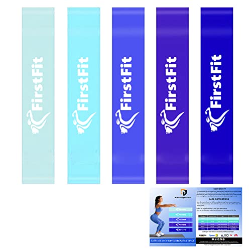 FirstFit Natural Rubber Resistance Loop Bands, Resistance Exercise Bands for Legs Butt, Stretching, Strength Training, Workout Bands Yoga Fitness Bands (12 x 2 inch) (Sky Blue, Purple, Dark Blue) - Image 1