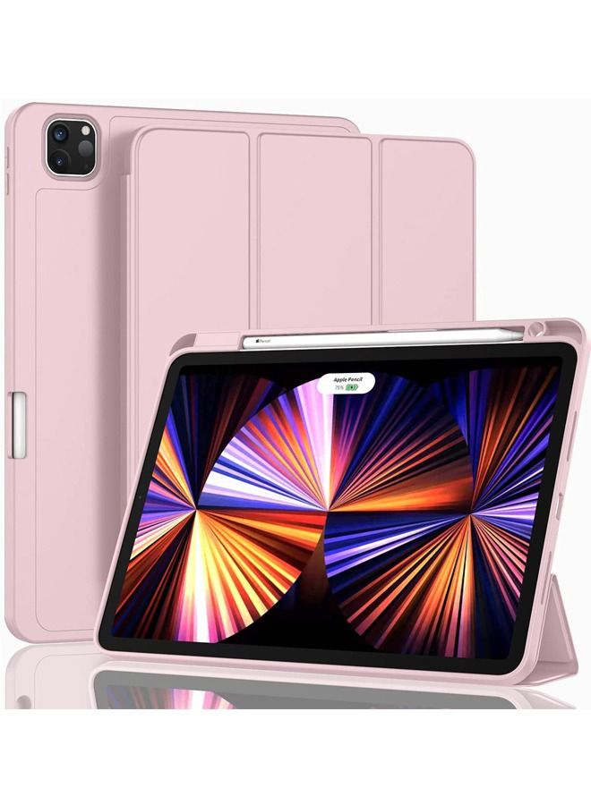 Captaintech New iPad Pro 11 Inch Case 2022/2021/2020/2018 Gen with Pencil Holder Smart iPad Case Support Touch ID and Auto Wake/Sleep with Auto 2nd Gen Pencil Charging Pink - Image 1