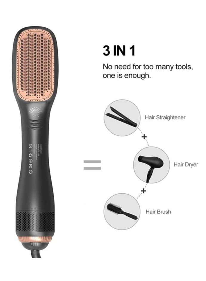Hair Dryer Brush 3 in 1 Hot Air Brushes Blow Dryer Brush Hair Comb One Step Electric Hair Brushes Hair Straightener (gold) - Image 1
