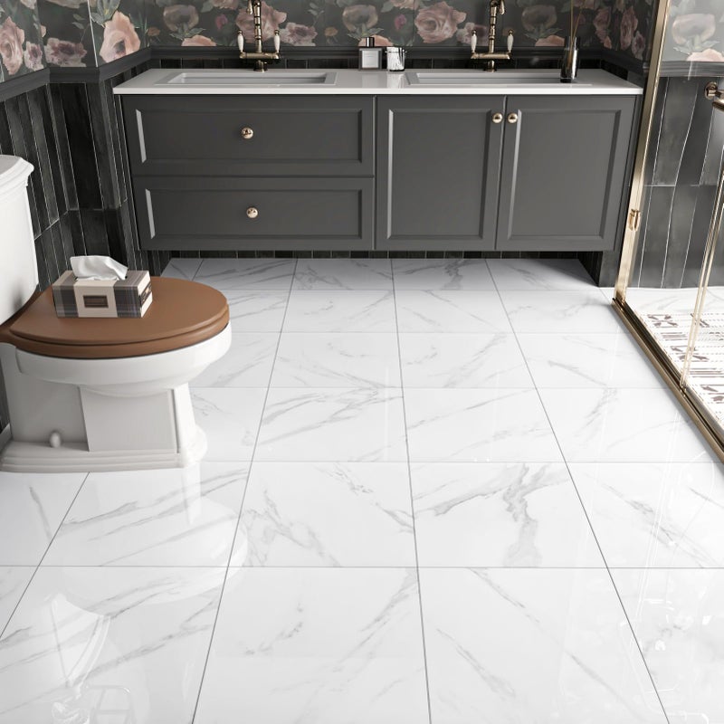 WESTICK White Marble Peel and Stick Floor Tile Bathroom Waterproof Marble Flooring Tiles Self Adhesive Sticky Tiles for Floor Bedroom Kitchen Camper Laundry Peel and Stick Tile Flooring 20 PCS 12"x12" - Image 5