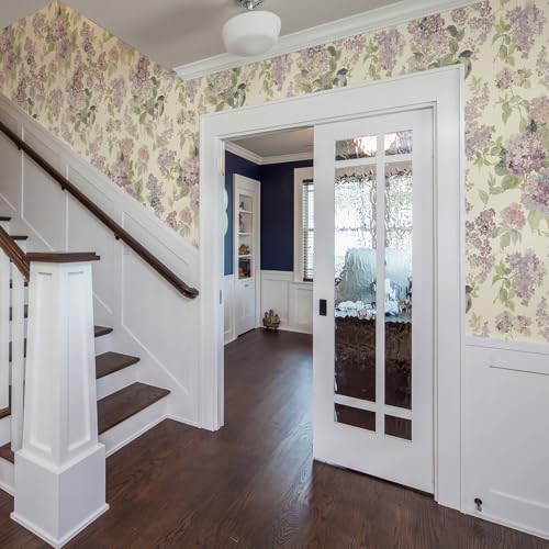 JiffDiff Floral Wallpaper Peel and Stick Modern, Purple Lilac Flower Wall Paper, Vintage Self Adhesive Wallpapers for Bedroom or Furniture Decor, Removable Renter Friendly Contact Paper 120" X17.3" - Image 4