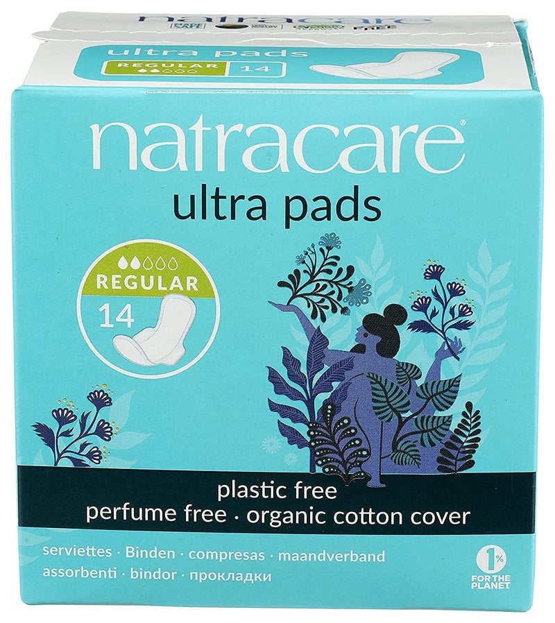 Natracare Slim Fitting Ultra Pads with Wings, Regular, Made with Certified Organic Cotton, Ecologically Certified Cellulose Pulp and Plant Starch (1 Pack, 14 Pads Total)… - Image 1
