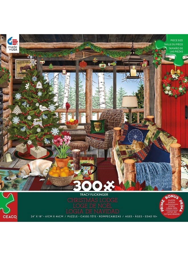 Ceaco - Tracy Flickinger - Christmas Lodge - 300 Piece Jigsaw Puzzle - Image 1