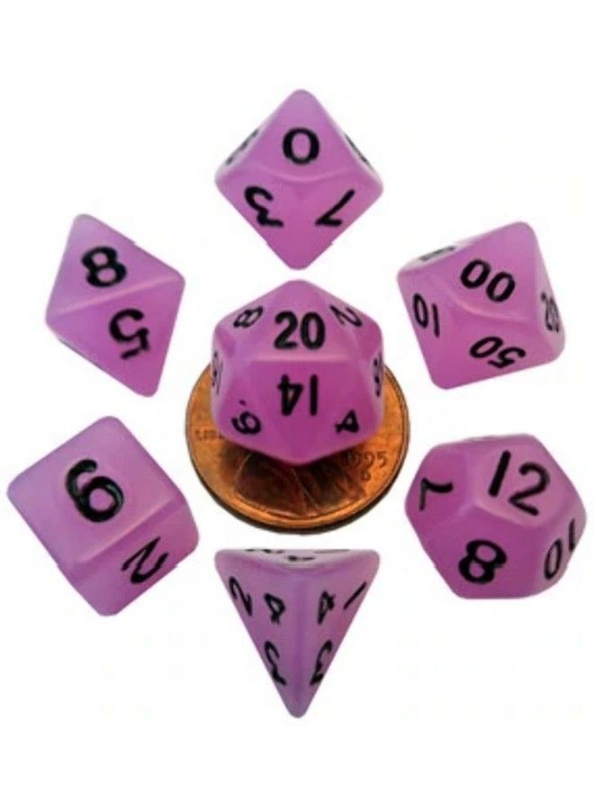 Metallic Dice Games Glow In The Dark Purple 10Mm Mini Polyhedral Dice Set - Image 1