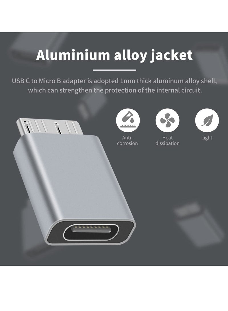 USB C to Micro B Adapter, Type C to Micro B Cable Adapter, 2Pack Micro B to USB C 3.1 Gen2 Adapter for Hard Drive Cable, USB C Hard Drive Cable Adapter for USB 3.0 External Portable SSD HDD - Image 3