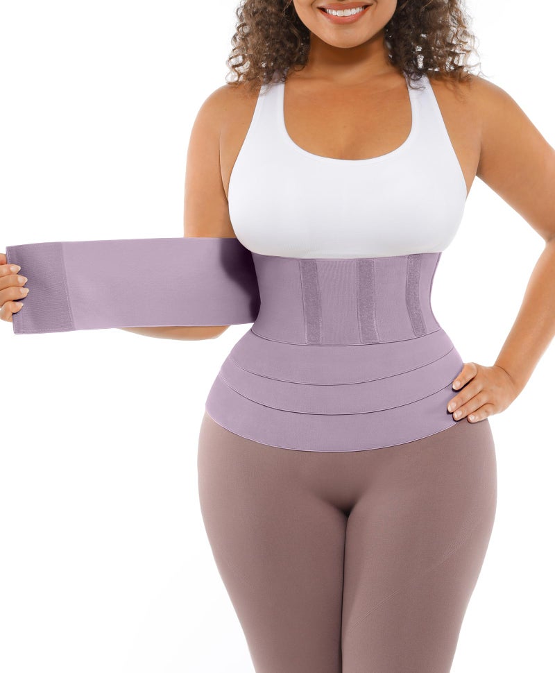 FeelinGirl Waist Trainer for Women Trimmer Belt Waist Cincher Tummy Wrap Plus Size Body Shaper (One Size, Light purple) - Image 1