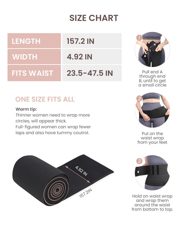FeelinGirl Waist Trainer for Women Trimmer Belt Waist Cincher Tummy Wrap Plus Size Body Shaper (One Size, Light purple) - Image 5