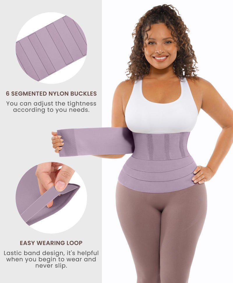 FeelinGirl Waist Trainer for Women Trimmer Belt Waist Cincher Tummy Wrap Plus Size Body Shaper (One Size, Light purple) - Image 3