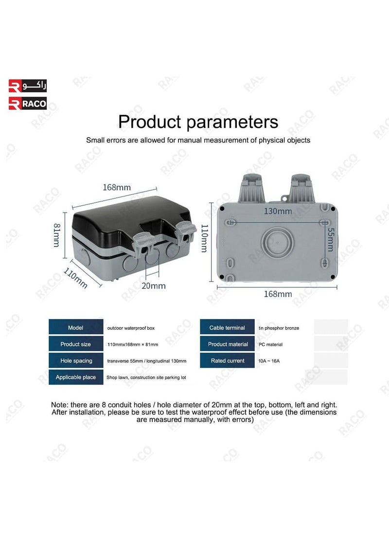 RACO Waterproof Socket Extension Board | Heavy-Duty Cable Power Cord Socket Cover | IP66 Rated 13A UK Plug,220-250V Socket, Ideal for Various Outdoor Uses Double Socket - pzsku/ZE4BCFAA2C33CD52BC447Z/45/_/1692868625/6a020c81-f725-44d4-9f42-faceedab9e72