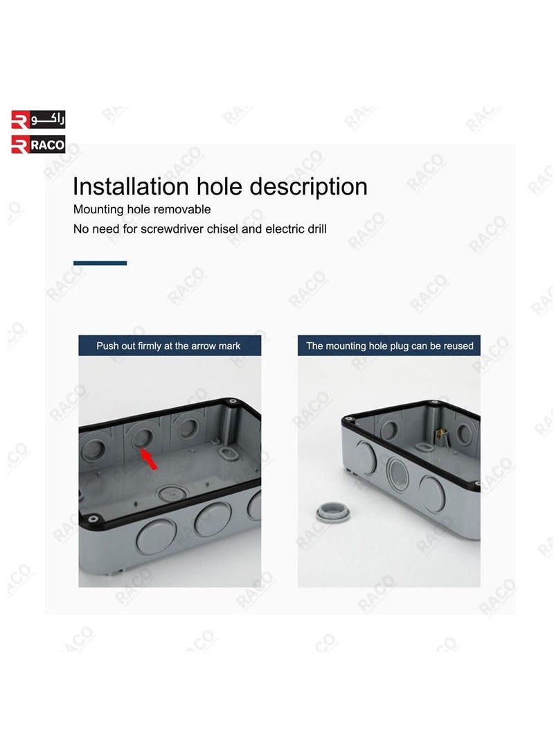 RACO RACO Waterproof Socket Extension Board | Heavy-Duty Cable Power Cord Socket Cover | IP66 Rated 13A UK Plug,220-250V Socket, Ideal for Various Outdoor Uses Double Socket  - Image 5