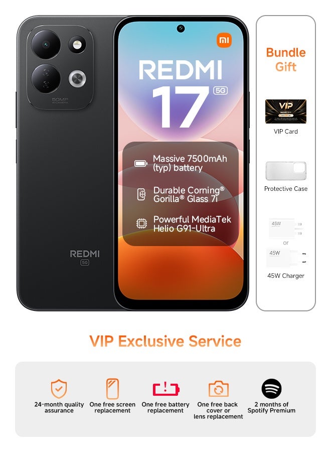 شاومي Redmi 17 Dual SIM 5G Black 4GB RAM 128GB - Global Version - Image 1