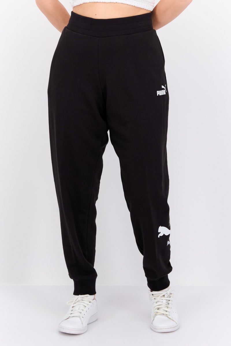 PUMA سروال رياضي نسائي مناسب بشعار العلامة التجارية، أسود - Image 1