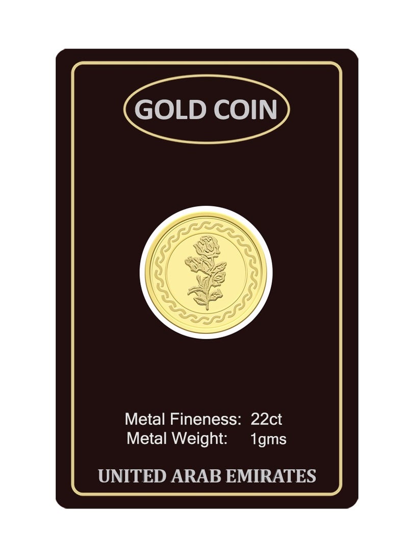 FK Jewellers 1g Gold Coin with Flower & UAE Heritage Building Design Gold Coin - 1 Gram 22KT - Image 2