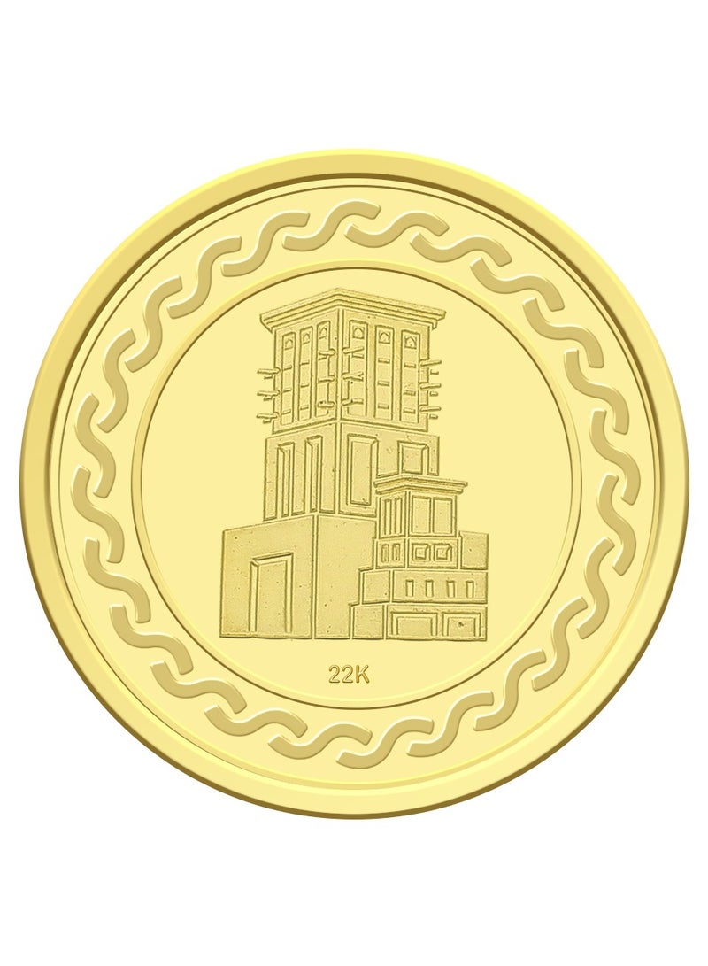 FK Jewellers 1g Gold Coin with Flower & UAE Heritage Building Design Gold Coin - 1 Gram 22KT - Image 4