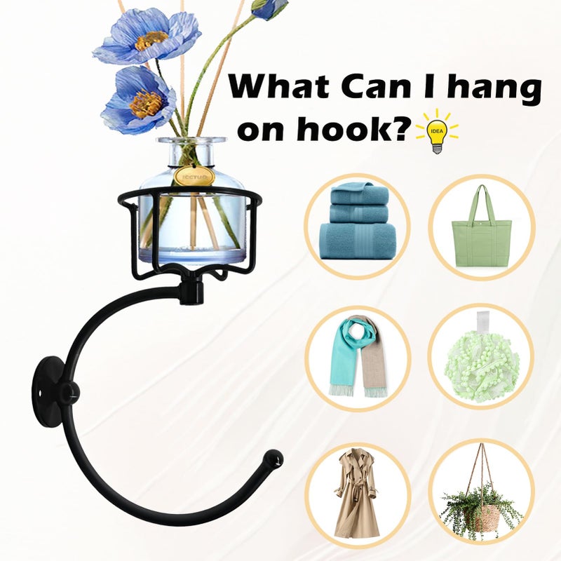 ICCTUO Hand Towel Holder, Matt Black Hand Towel Ring for Bathroom Wall Mounted, Heavy Duty Towel Hook with Candle Holder for Bathroom Wall Decoration - Image 4