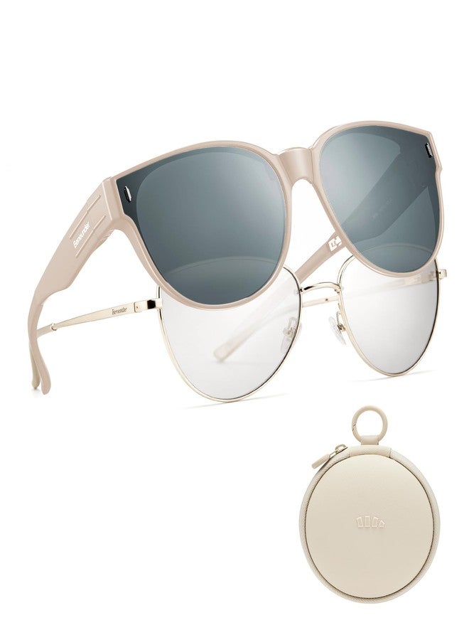 BENEUNDER Polarized Fit Over Sunglasses for Womens & Men, Retro Round Lightweight Folding Sunglasses for Nearsightedness - Image 1