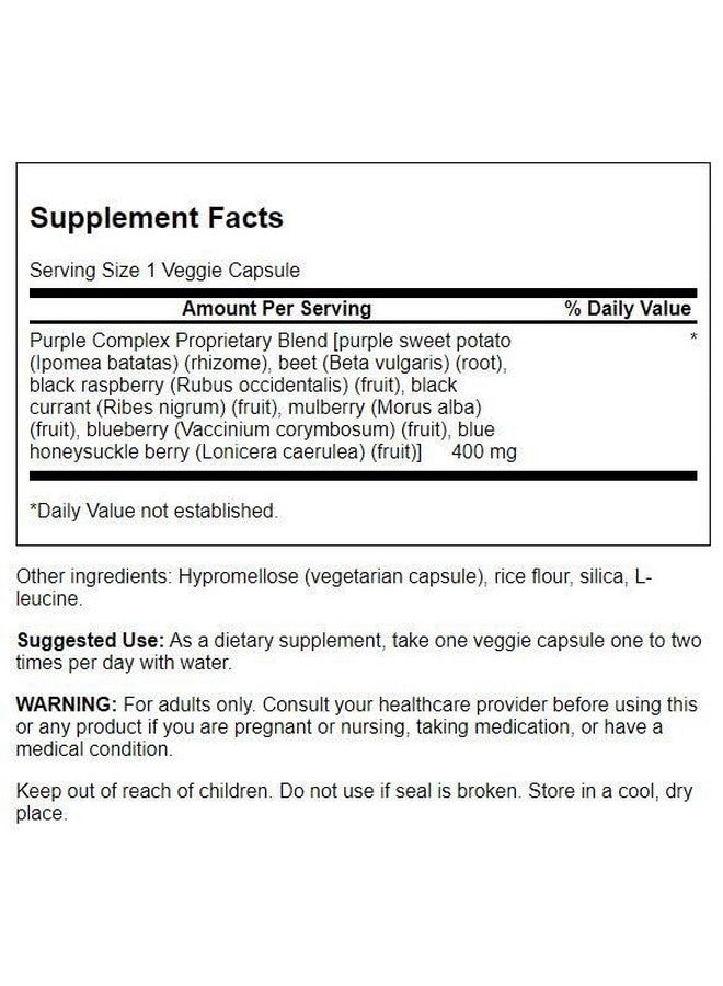 Swanson Whole Food Purple Antioxidants Fruit & Veggie Complex 400 Milligrams 60 Veg Capsules - Image 2