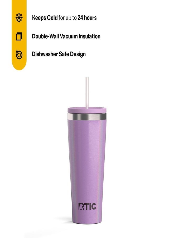 RTIC 20oz Everyday Tumbler Insulated Stainless Steel Portable Travel Coffee Cup with Straw, Ceramic Lining, Spill-Resistant Lid, BPA-Free, Hot and Cold Drink, Lavender Glitter - Image 2