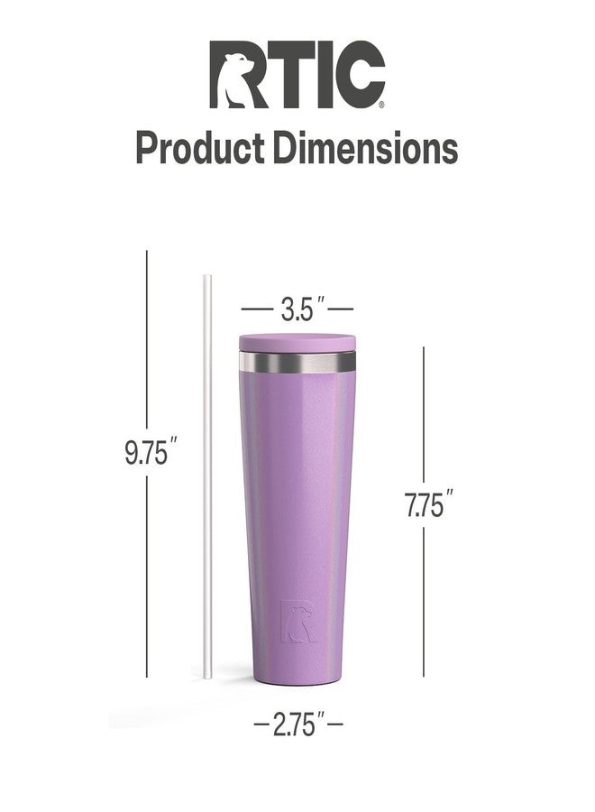 RTIC 20oz Everyday Tumbler Insulated Stainless Steel Portable Travel Coffee Cup with Straw, Ceramic Lining, Spill-Resistant Lid, BPA-Free, Hot and Cold Drink, Lavender Glitter - Image 4