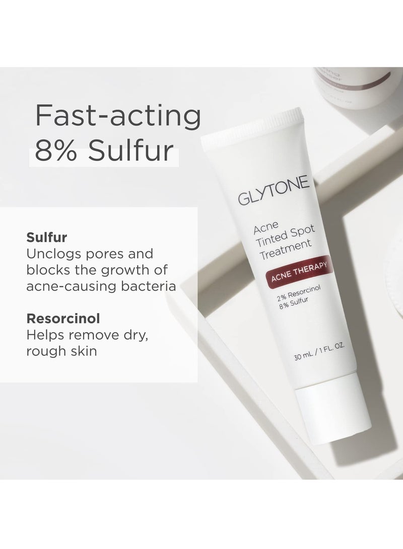 Glytone Acne Spot Treatment Face Cream with 8% Sulfur & 2% Resorcinol, Tinted Acne Treatment for Teenagers, Conceals Blemishes, 1 oz - Image 4