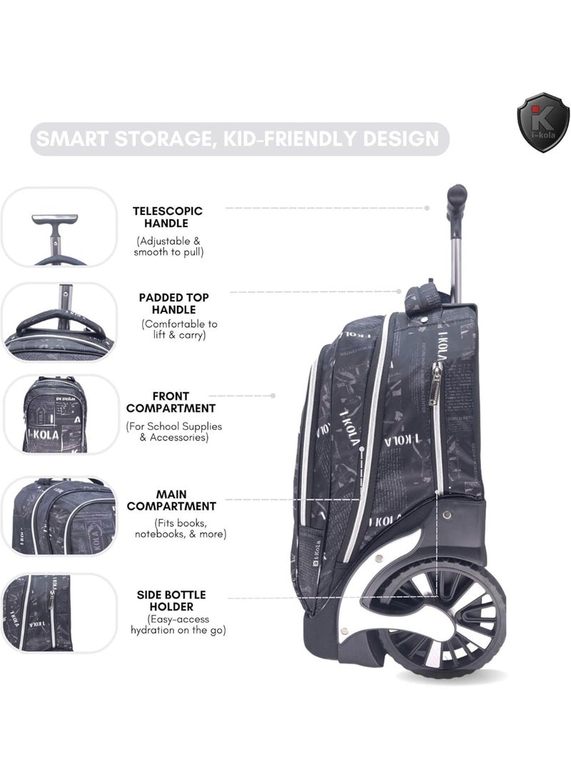 i-kola Blue 3pcs Kids Rolling School Bag Set – School Trolley Bag with Lunch Bag & Pencil Case | 18″ Kid Luggage Bag with Wheels  | School Bag For Boys & Girls | Kids Travel Luggage Trolley Set (E912-18BW3) - Image 5