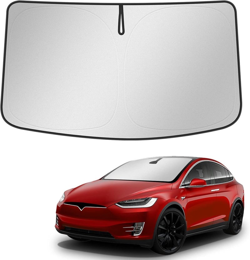 BASENOR Upgraded Sunshade for Tesla Model X Windshield Sunshade Folding Sun Visor Protector Sun Shade Cover with a Storage Bag Fit Model X 20212025