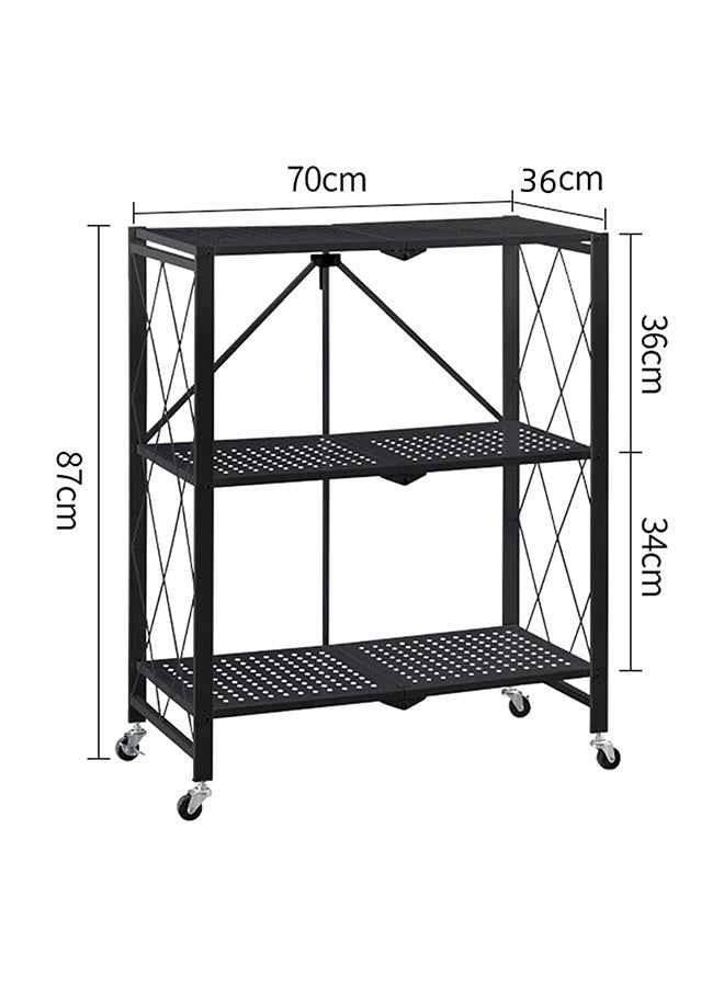 SKY-TOUCH 3 Tier Foldable Storage Shelves, Kitchen Shelf with Caster Wheels, Storage Shelves Easy Assembly Shelf Foldable Storage Shelves for Living Room Bedroom Kitchen Garage Black - Image 3
