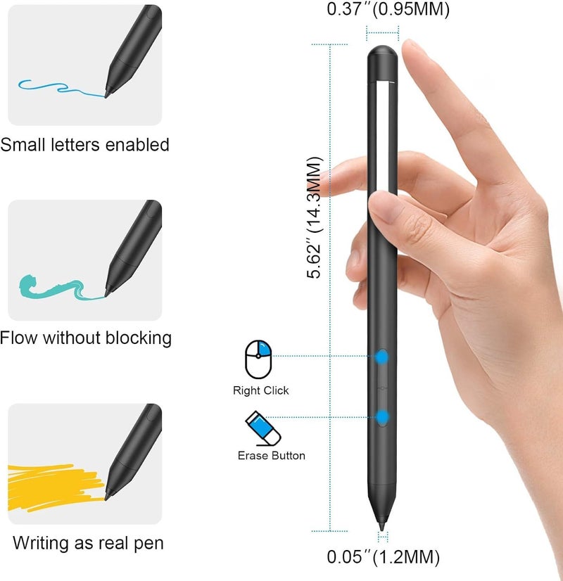 hacey Pen for Microsoft Surface Pro 9/8/X/7+/7/6/5/4/3, Stylus Compatible with Surface Go 3/2/1, Surface Laptop/Studio/Book 4/3/2/1, Surface 3, Palm Rejection, 1024 Pressure Sensitivity, 2500h Working Hours - Image 3