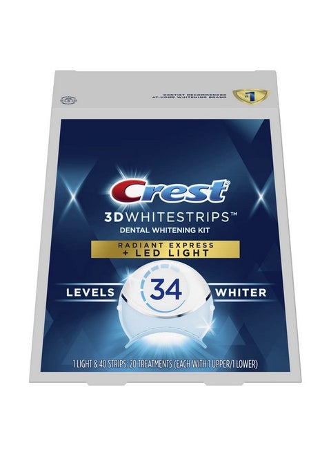 Crest 3D Whitestrips Radiant Express Plus Light, Crest With LED Accelerator Light, Teeth Whitening Strip Kit, 40 Strips (20 Count Pack), Crest Teeth Whitening Strips with Light, Teeth Whitening Kit