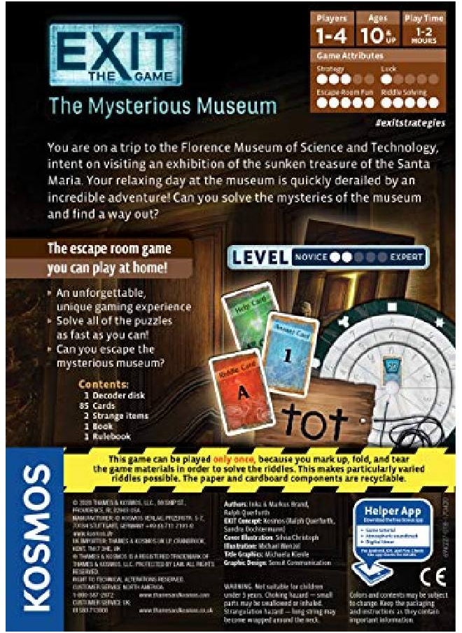 Thames & Kosmos - Exit The Mysterious Museum ; Exit The Game A Kosmos Game ; Familyfriendly Cardbased Athome Escape Room Experience For 1 To 4 Players Ages 10+ - Image 1