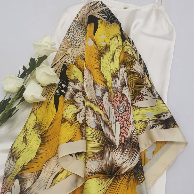 Julunar Silk Like Head Scarf for Women - Satin Large Hair Scarves - 35" Square Silk Hair Wrap for Sleeping with Gift Packed - Image 3